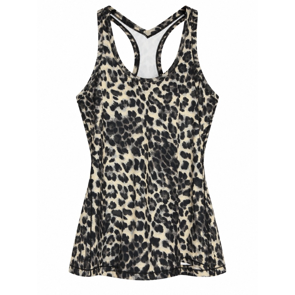 Rae Mode Large Leopard Print Athletic Tank Top Racerback Stretch NWOT